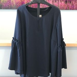 Lane Bryant navy blue pinstriped blouse. Size 22/24